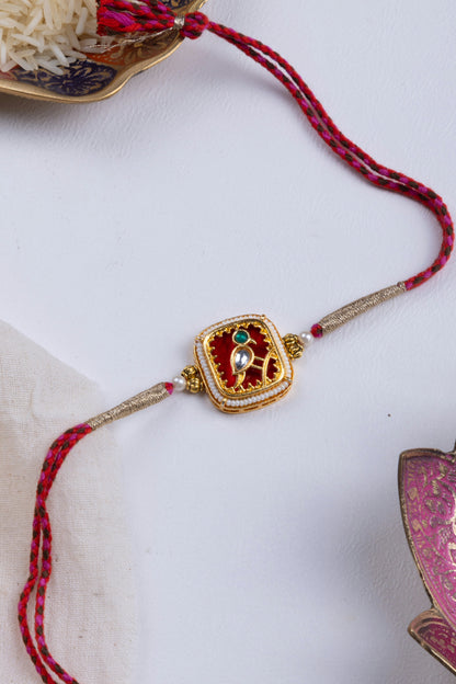 Meenakari kundan stone rakhi
