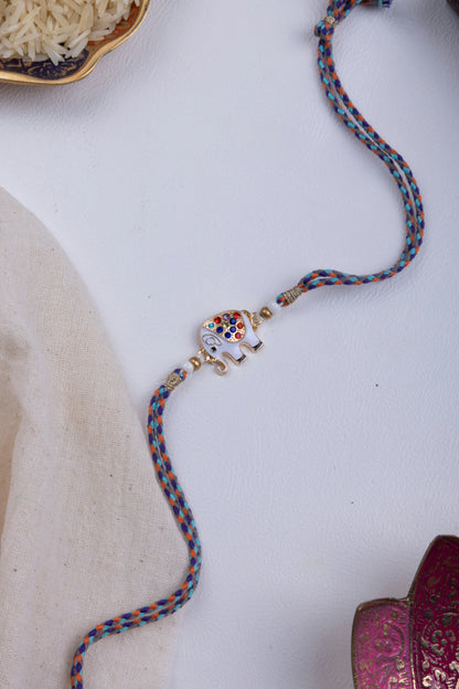 Elephant stone thread weave rakhi