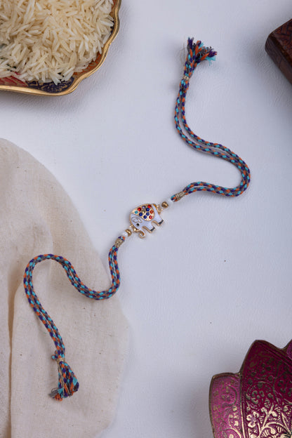 Elephant stone thread weave rakhi