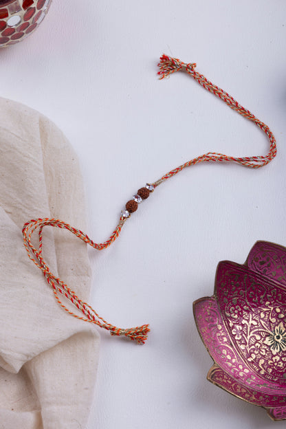 Crystal beads with rudraksh rakhi
