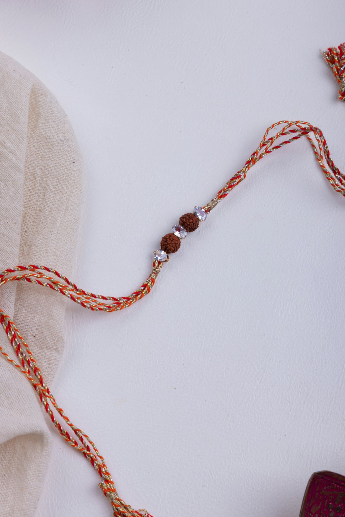 Crystal beads with rudraksh rakhi
