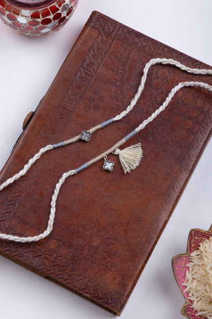 Grey & White tassel couple rakhi combo