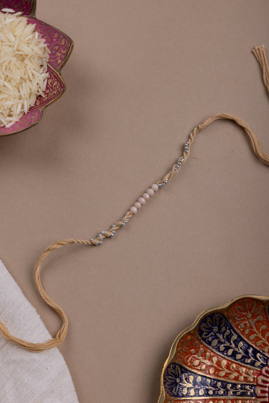 Beige beaded minimal rakhi