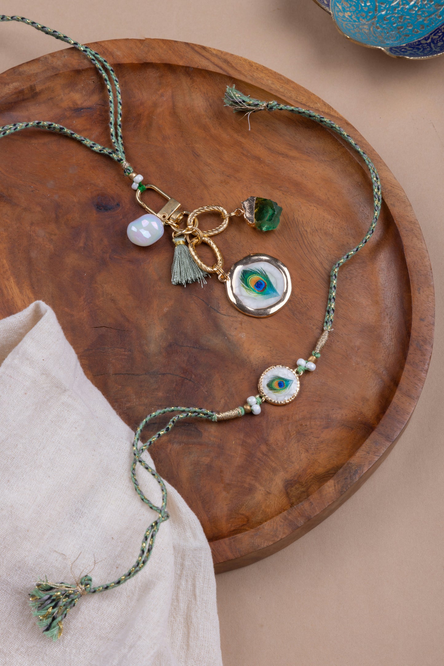 Peacock bag charm lumba set