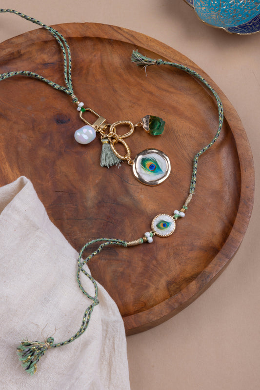 Peacock bag charm lumba set