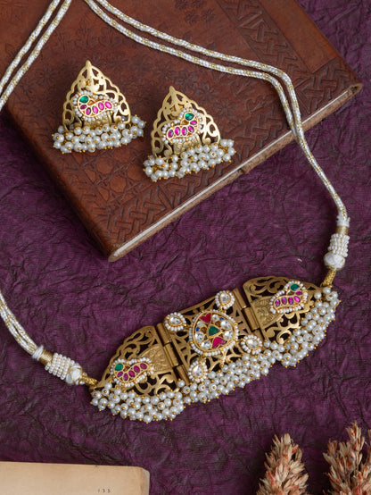 Kalpana Fusion kundan gold choker
