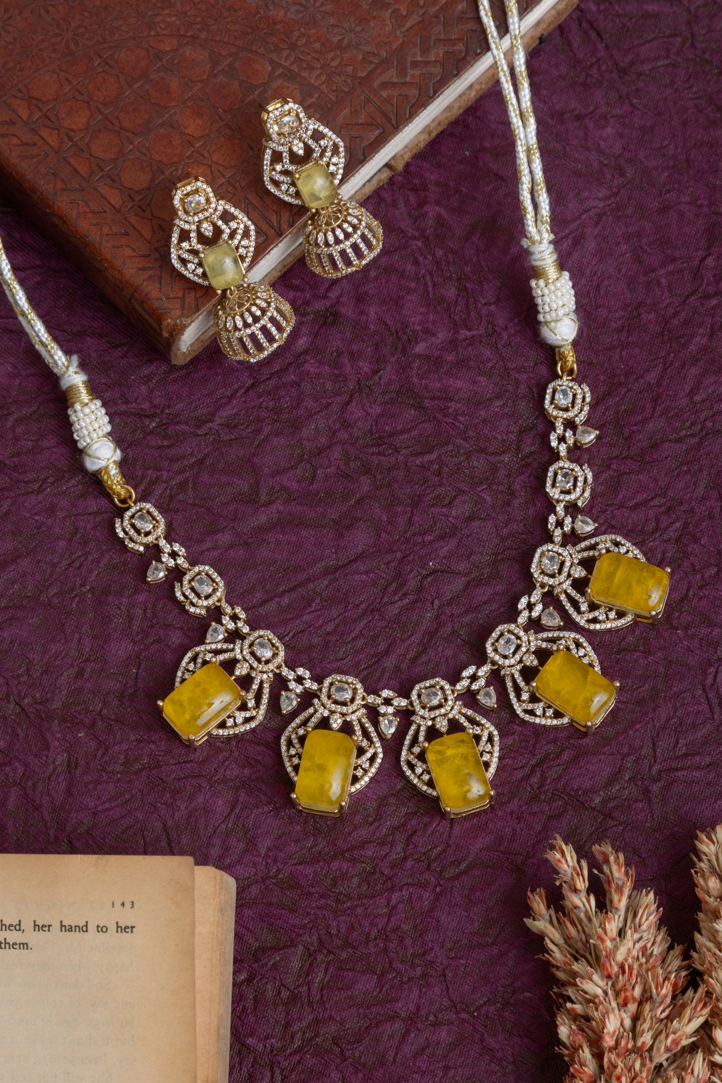 Jigna american diamond gold choker