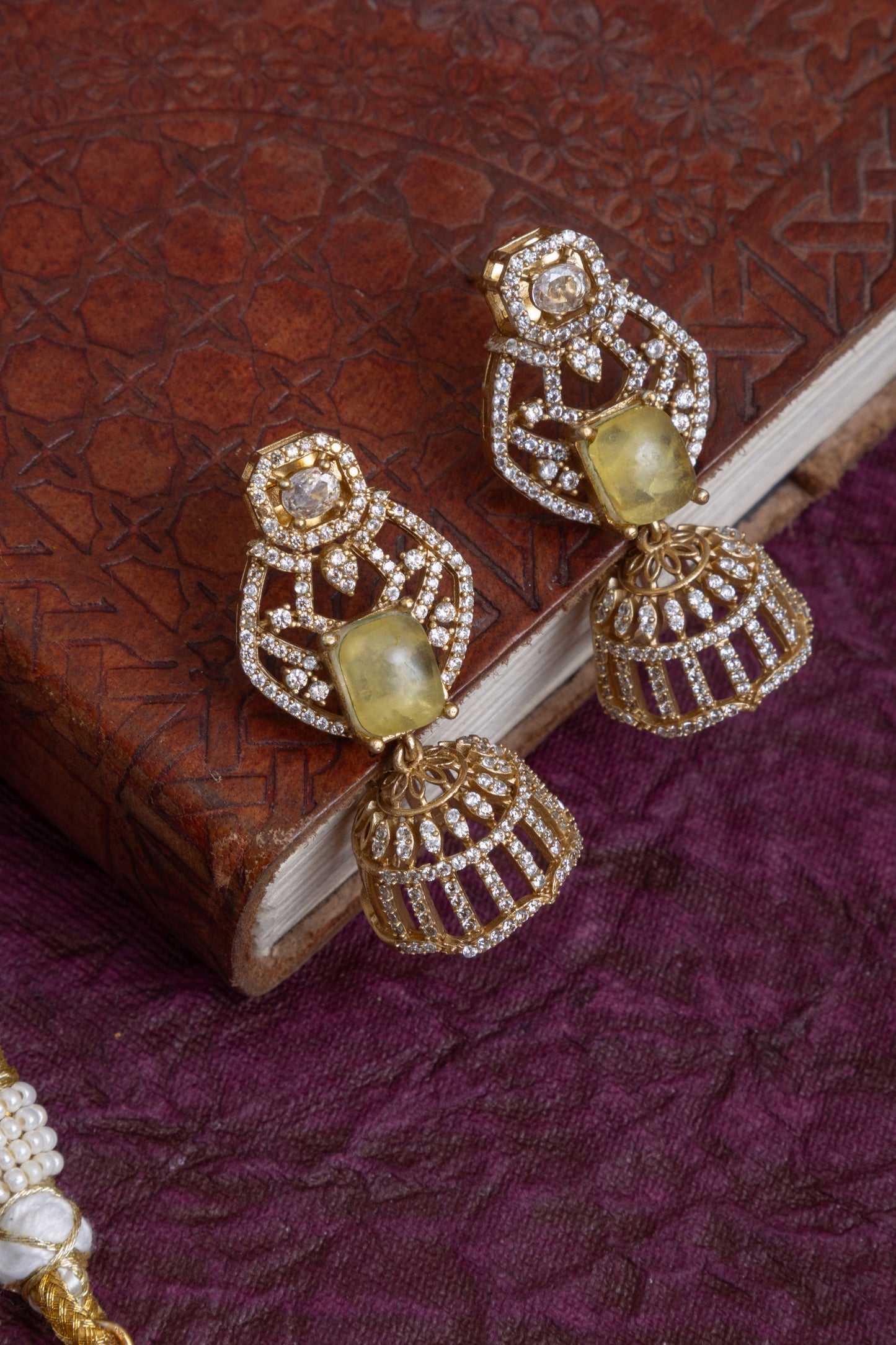 Jigna american diamond gold choker