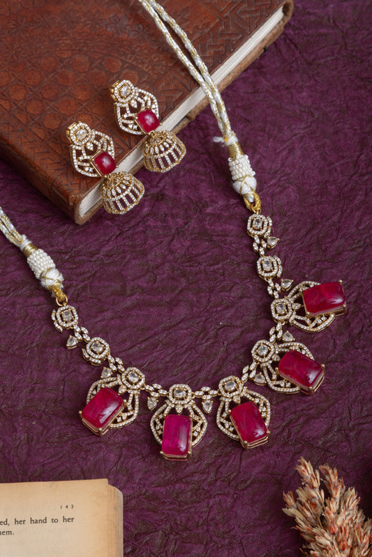 Jigna american diamond gold choker