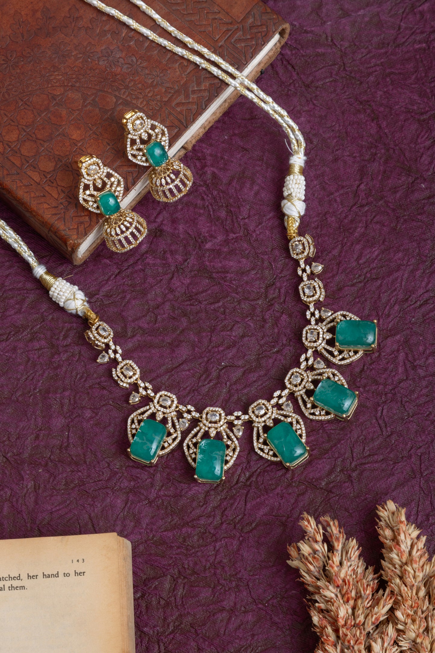 Jigna american diamond gold choker