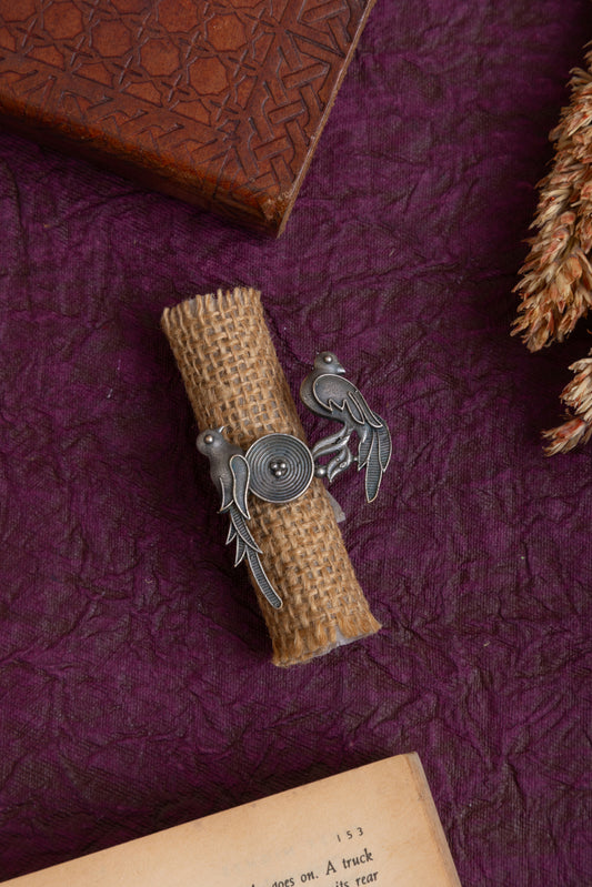 Purnima silver parrot ring