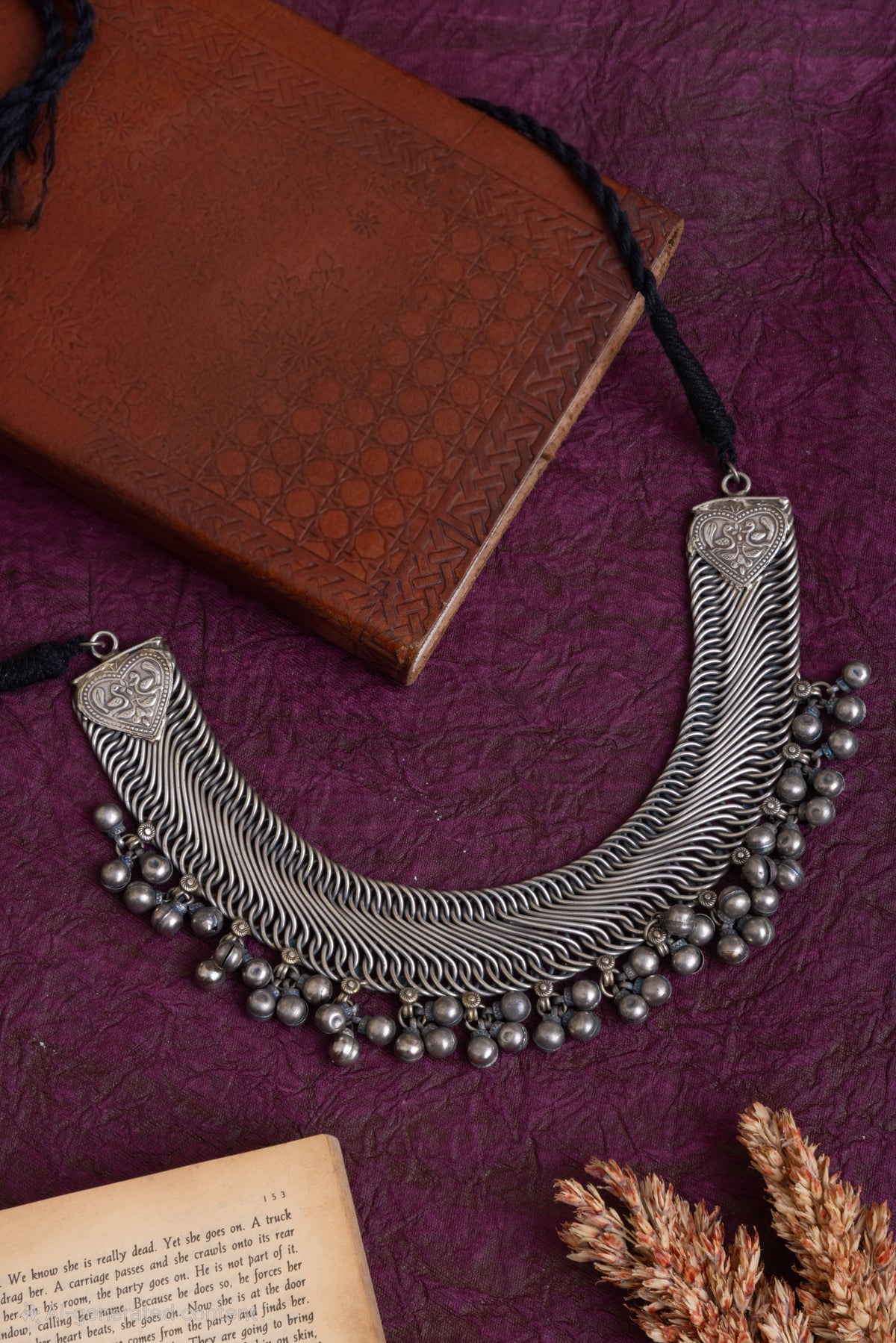 Silver replica german silver necklace ,earrings and payal combo