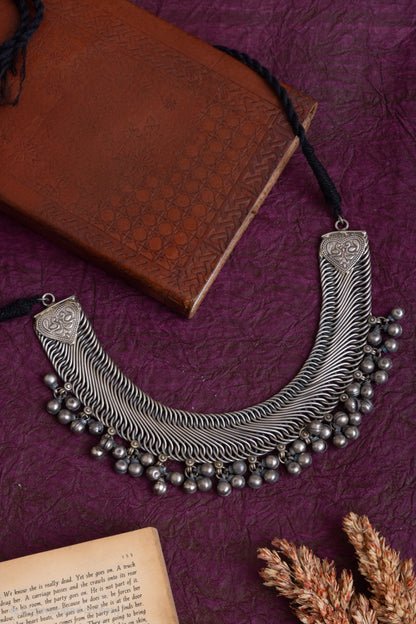 Silver replica german silver necklace ,earrings and payal combo