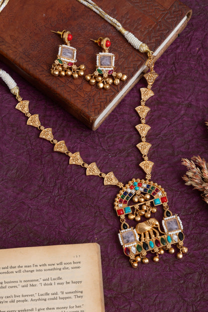 Kinnari elephant Russian stone necklace