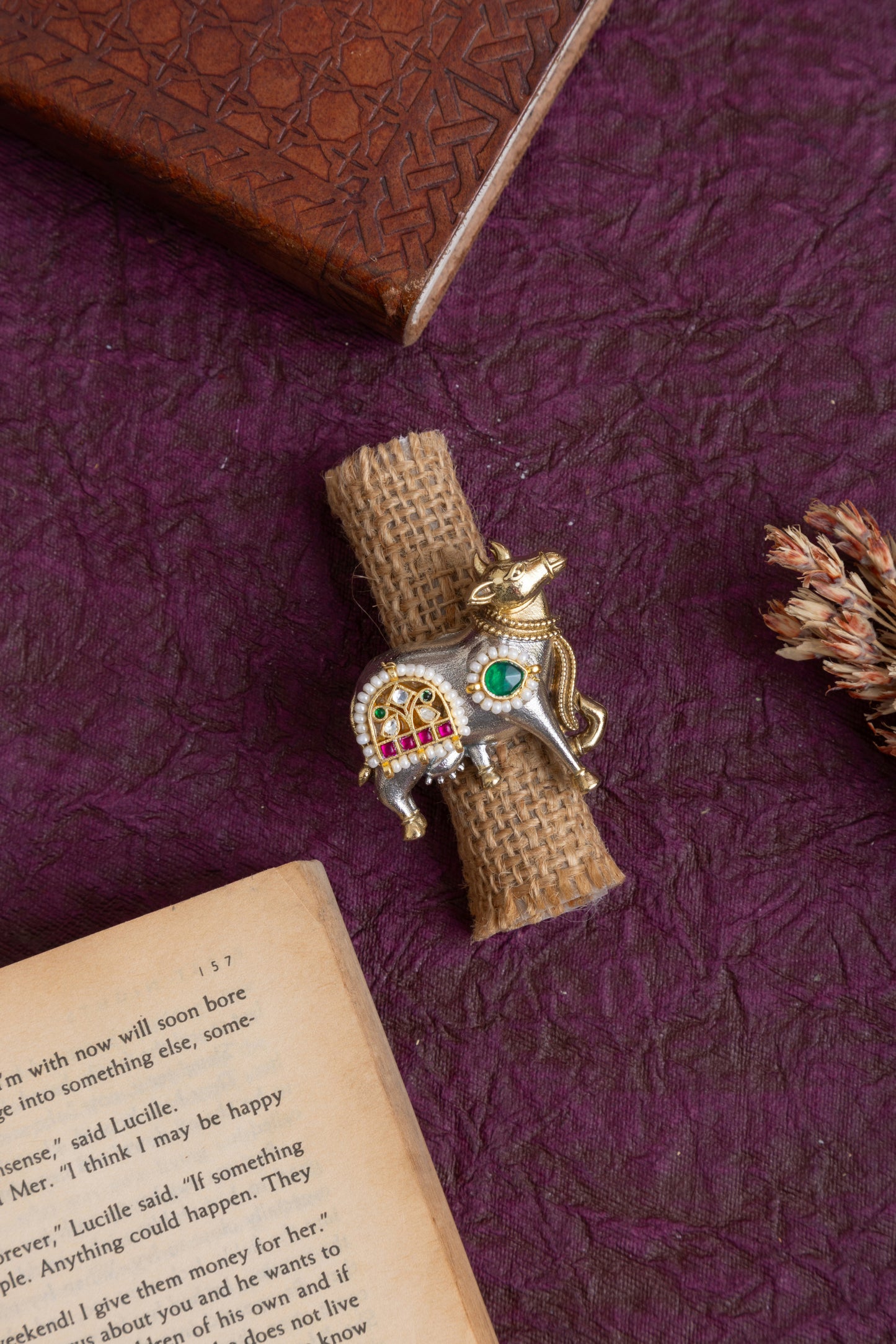 Pachi Kundan Nandi Ring