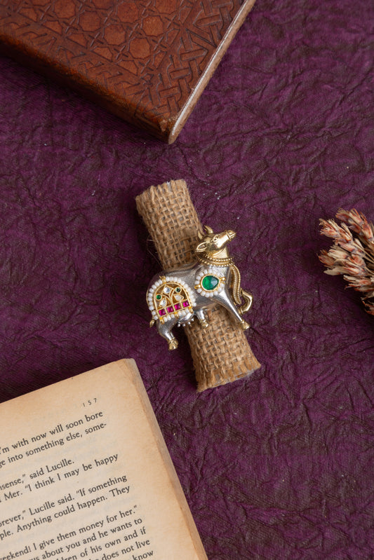 Pachi Kundan Nandi Ring