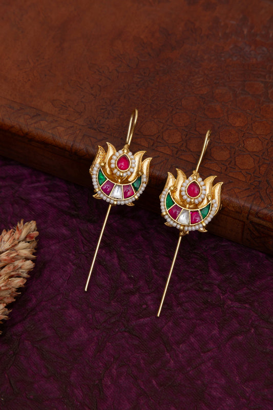 Nagma lotus kundan gold earcuff