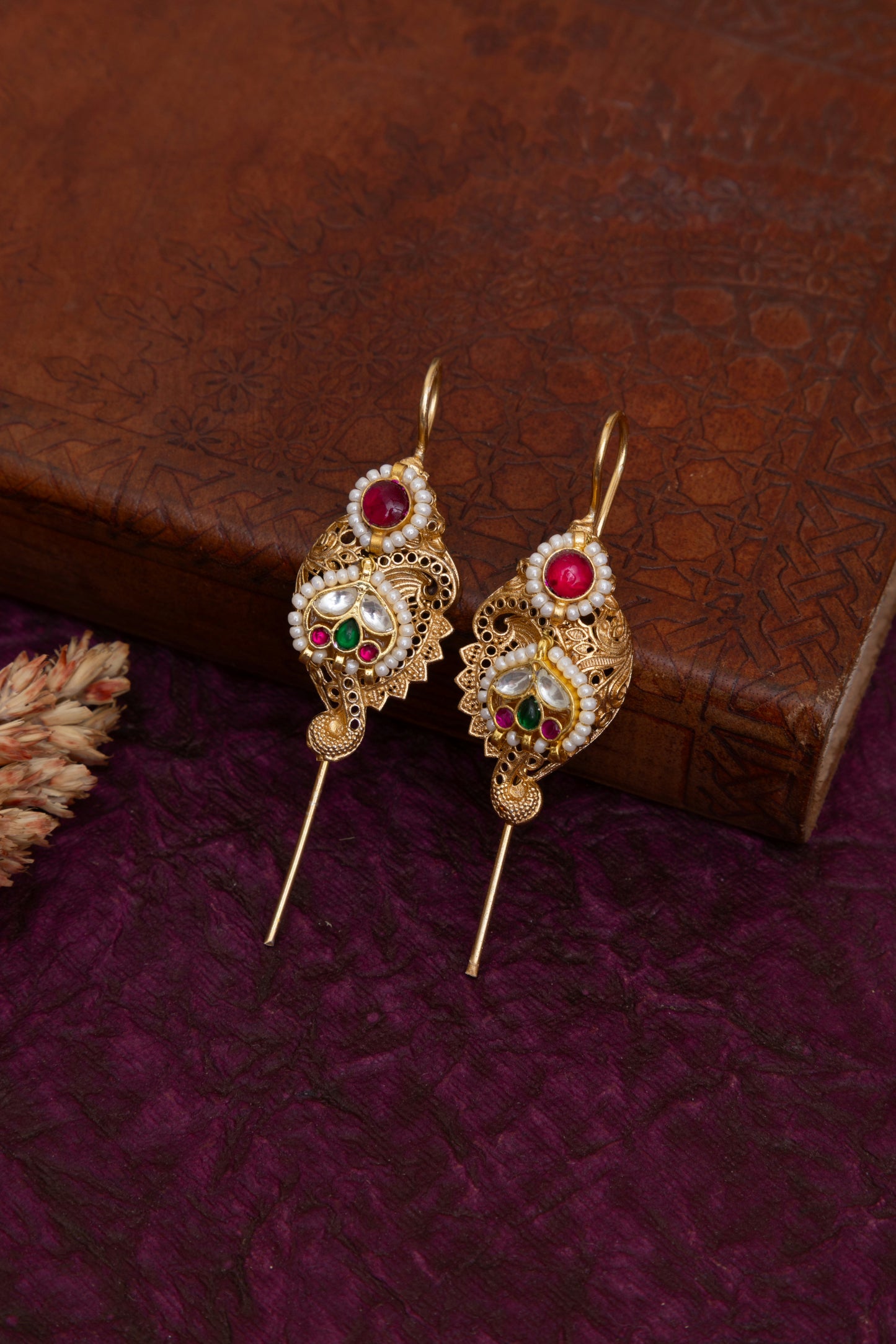Bharti shankh needle kundan earcuffs