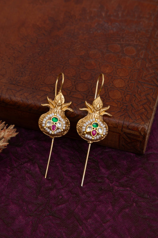 Veena kalash needle kundan earcuffs