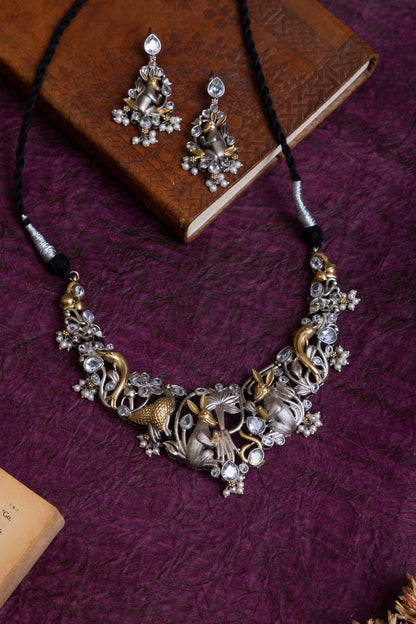 Bhavini two tone rabbit hasli choker