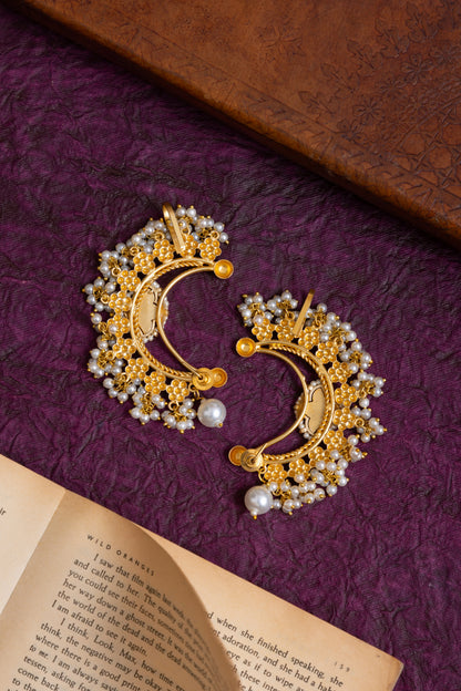 Lovy pachi kundan gold pearl earcuffs