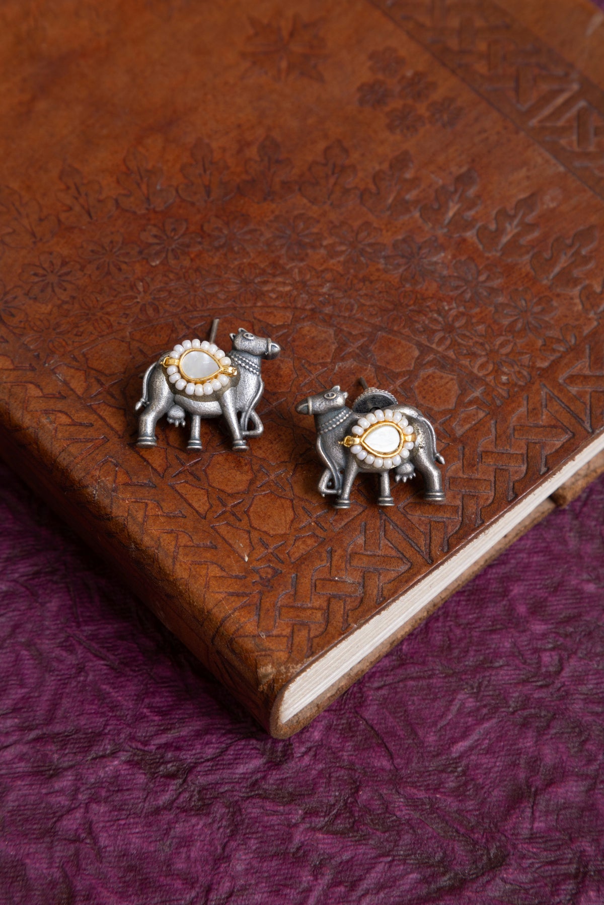 Thakur antique silver nandi motif fusion kundan choker
