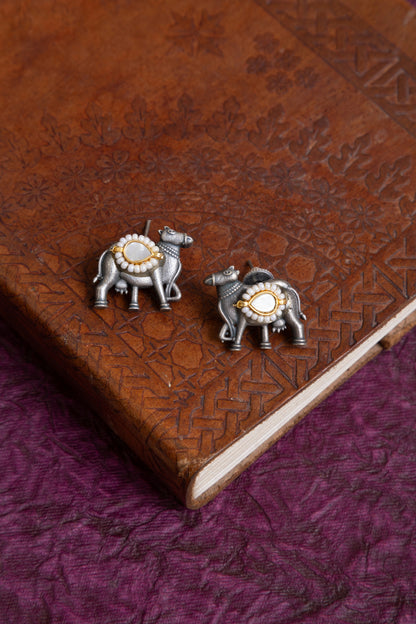 Thakur antique silver nandi motif fusion kundan choker