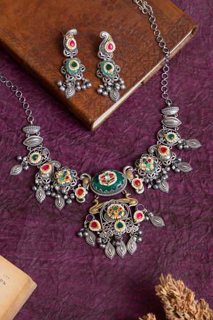 Pandey fusion two tone pachi kundan stone choker