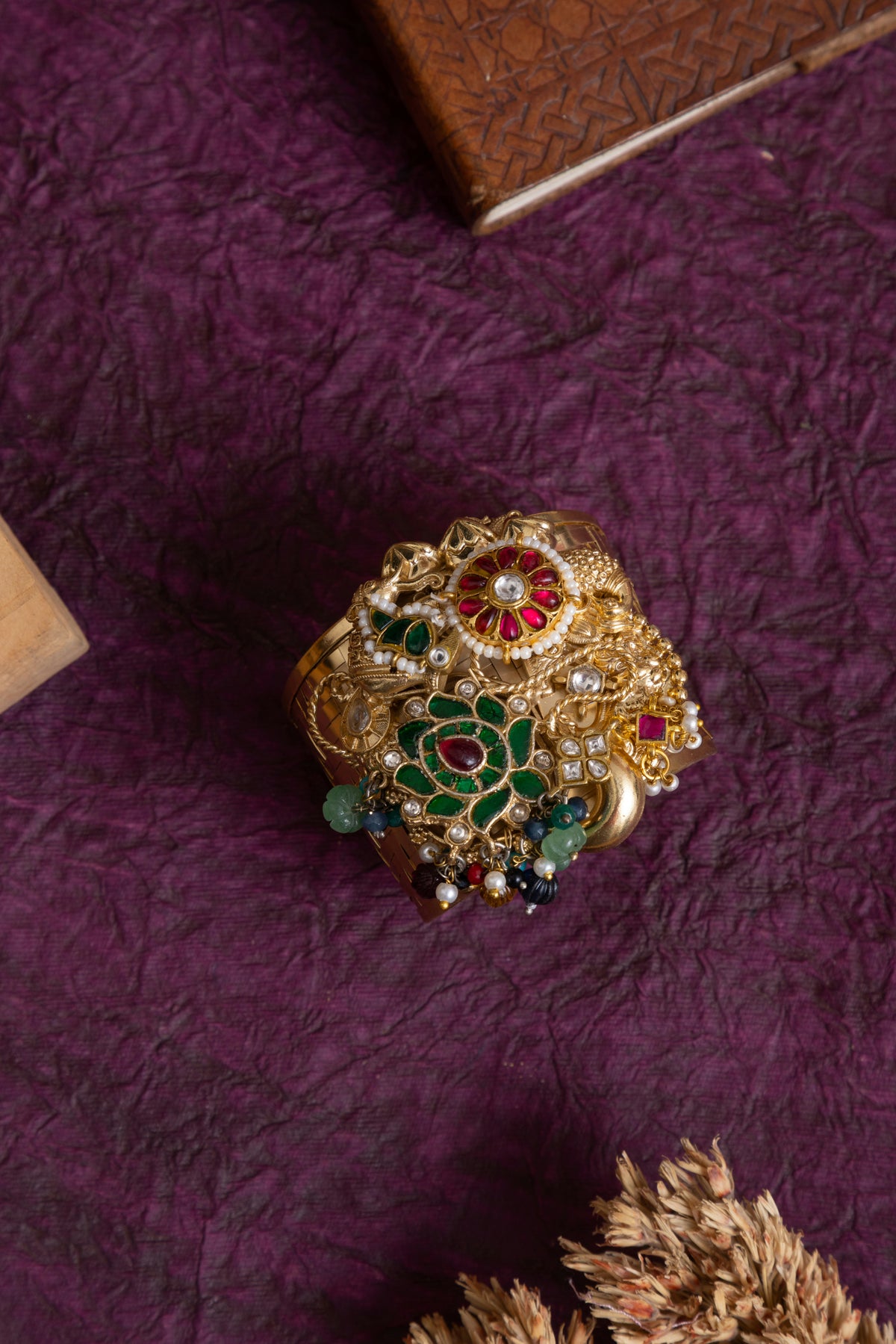 Morbagh handcrfated jadau kundan heritage handcuff