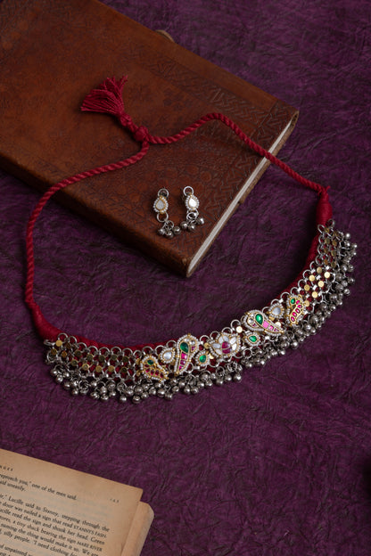 Tanmay fusion two tone pachi kundan thread choker