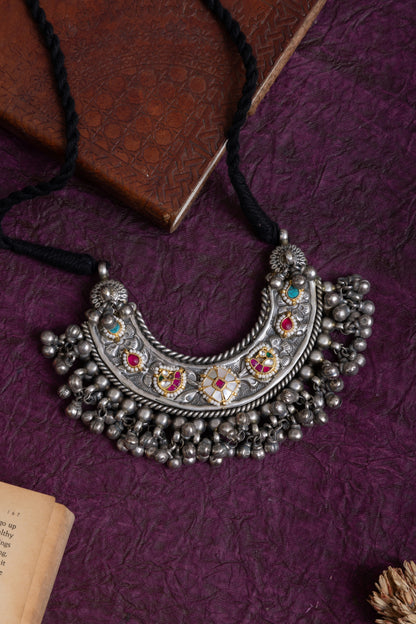 Chahak antique fusion pachi kundan necklace