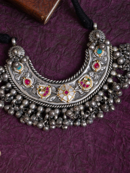 Chahak antique fusion pachi kundan necklace