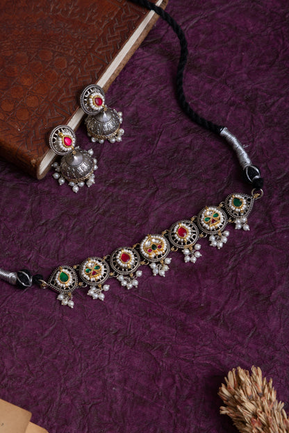 Rashi fusion pachi kundan two tone choker
