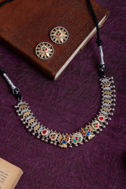 Vamshi two tone fusion pachi kundan choker