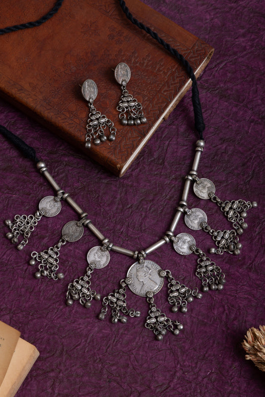 Yogini antique coin necklace