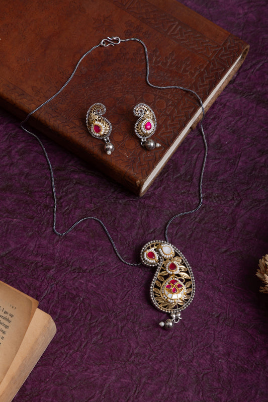 Mango pachi kundan necklace