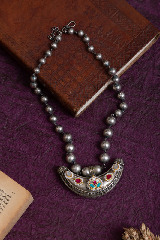 Roopa antique pachi kundan ball necklace