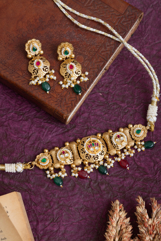 Margi heritage gold pachi kundan choker
