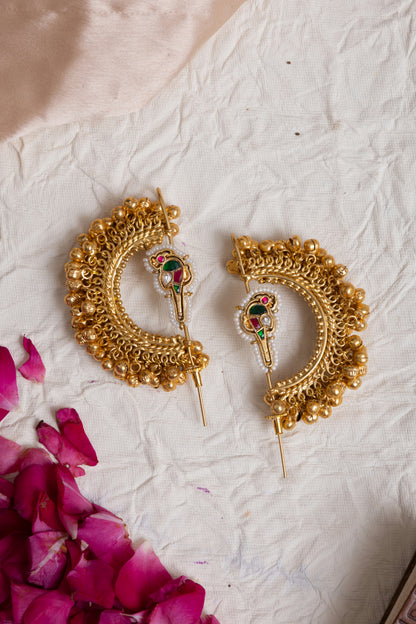 Navya gold kundan ghunghroo needle earcuff