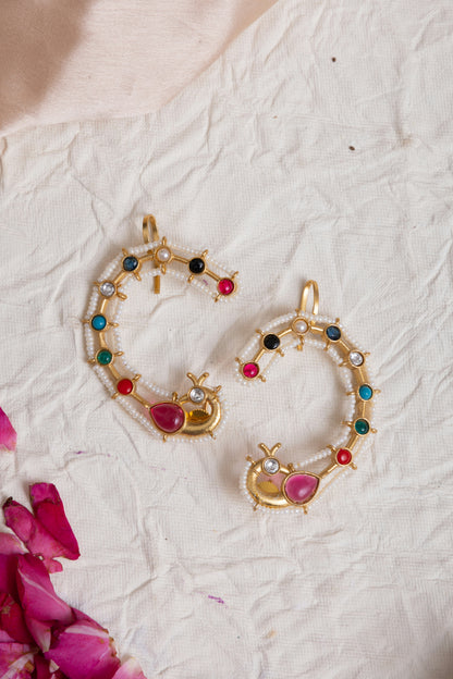 Bhatt pearl Peacock gold earcuff