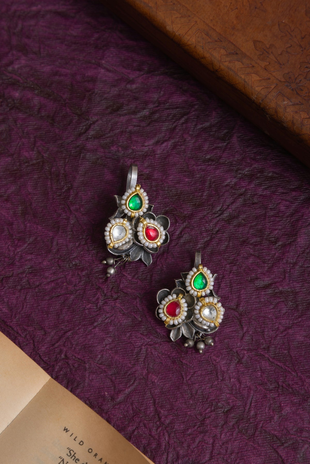 Harish silver antique pachi kundan bugadi