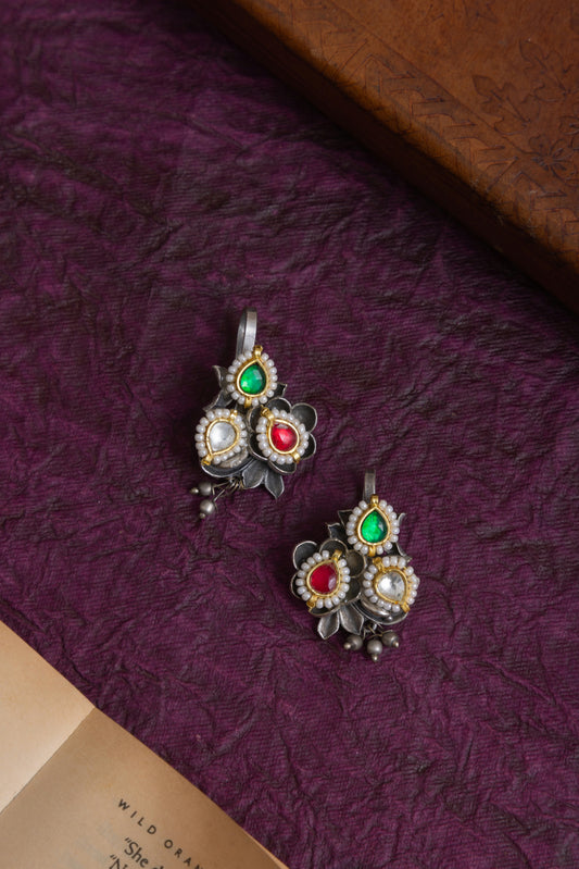 Harish silver antique pachi kundan bugadi