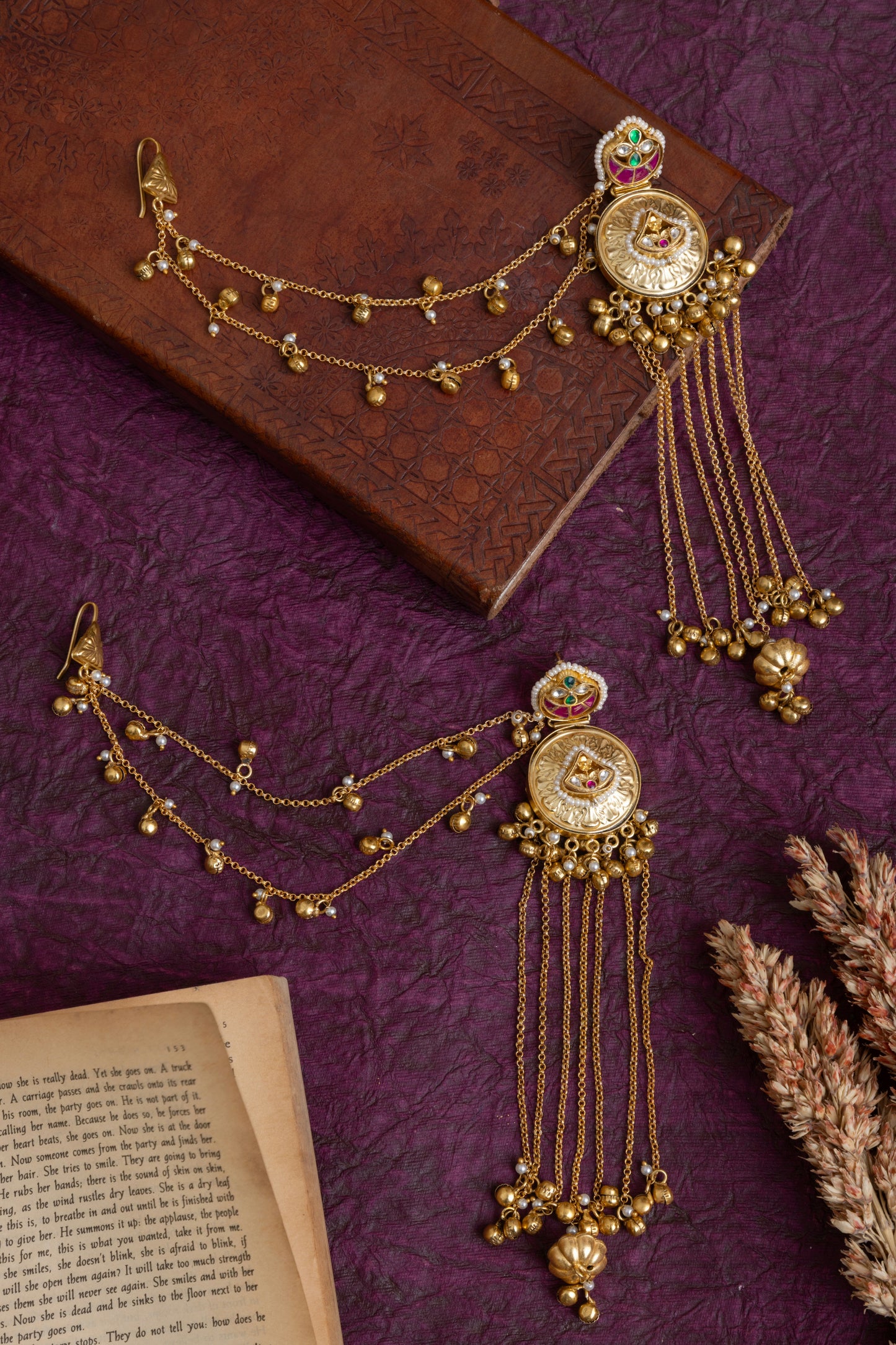 Sonali gold pachi kundan kashmiri earrings