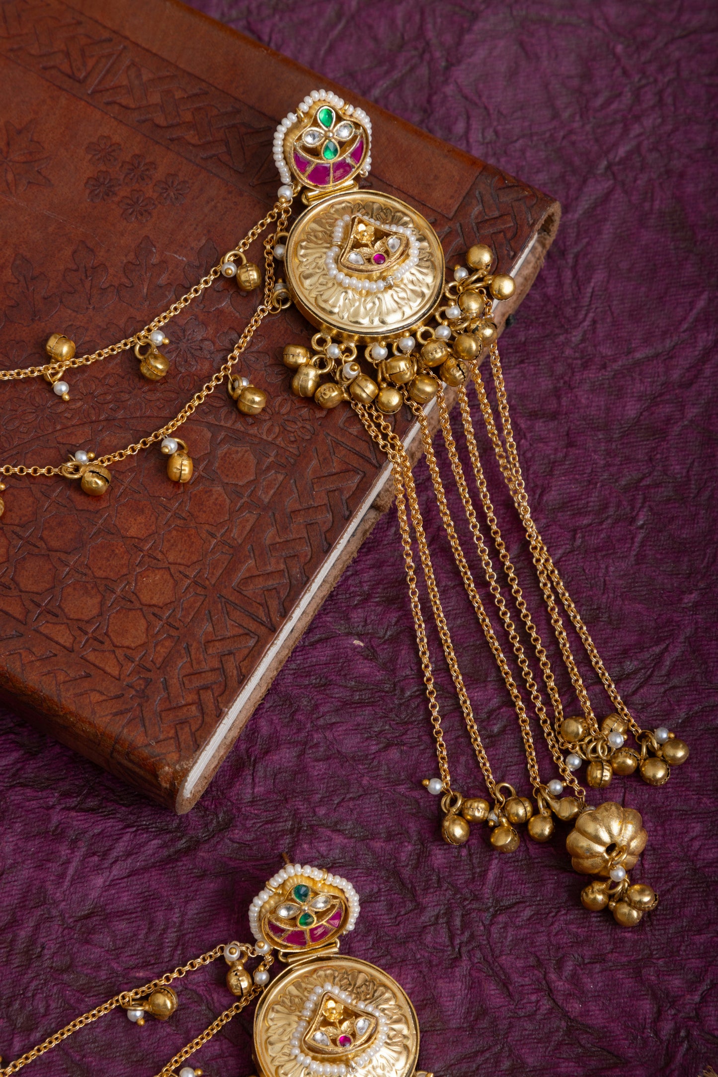 Sonali gold pachi kundan kashmiri earrings