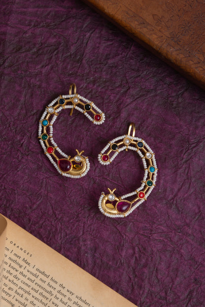 Bhatt pearl Peacock gold earcuff