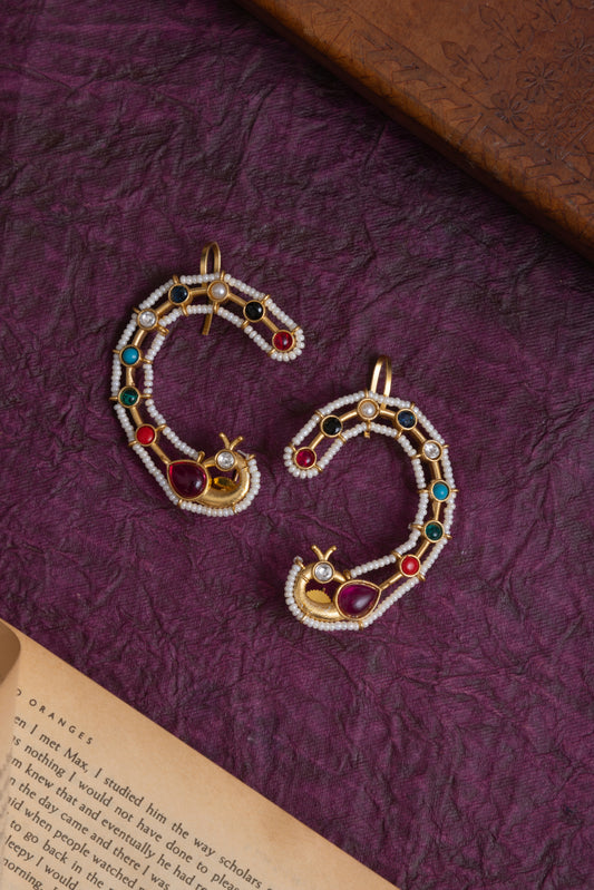 Bhatt pearl Peacock gold earcuff
