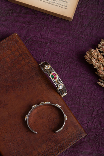 Mani pachi kundan bangles pair