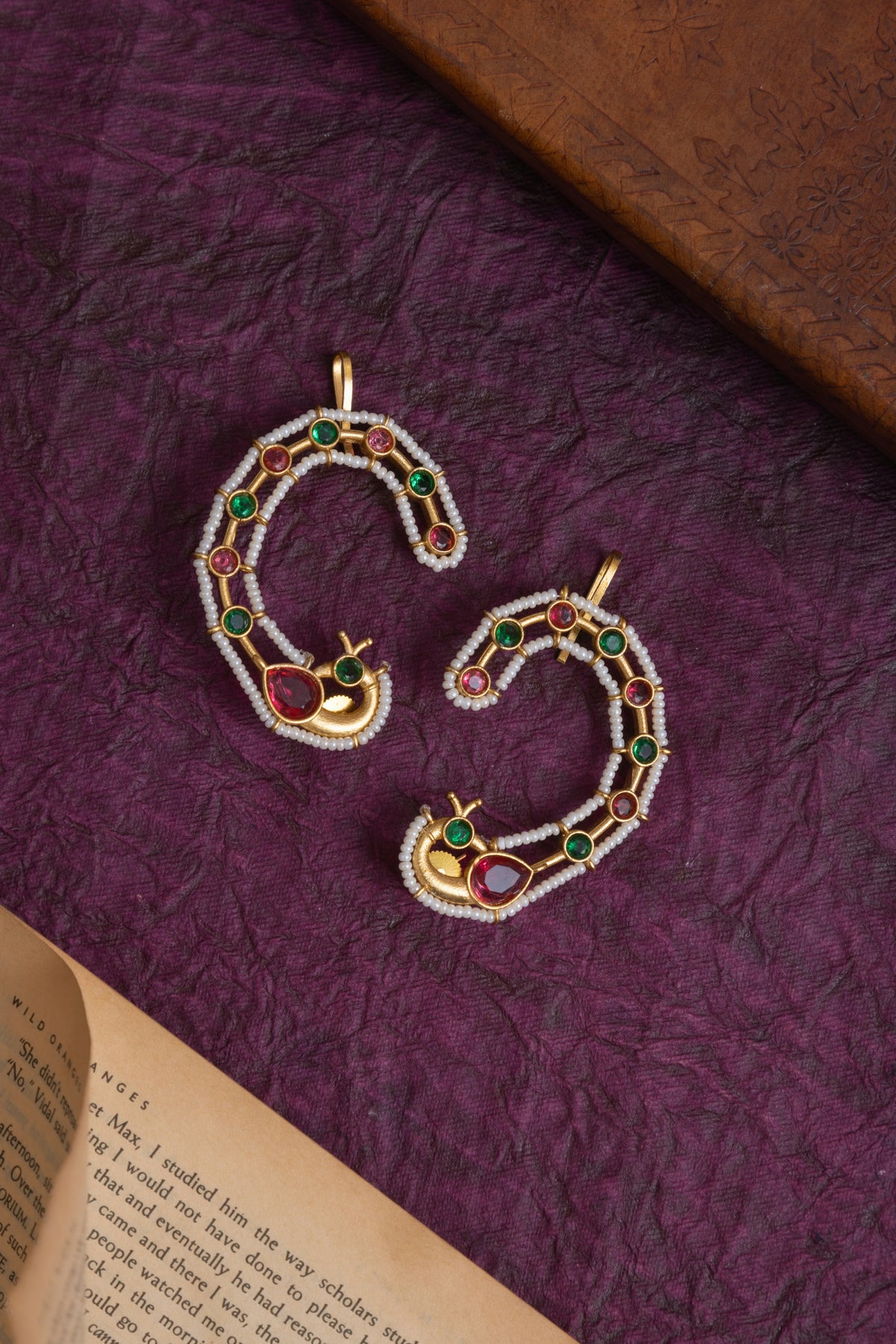 Bhatt pearl Peacock gold earcuff