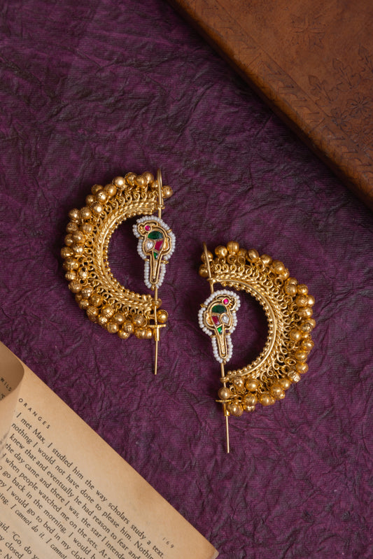Navya gold kundan ghunghroo needle earcuff