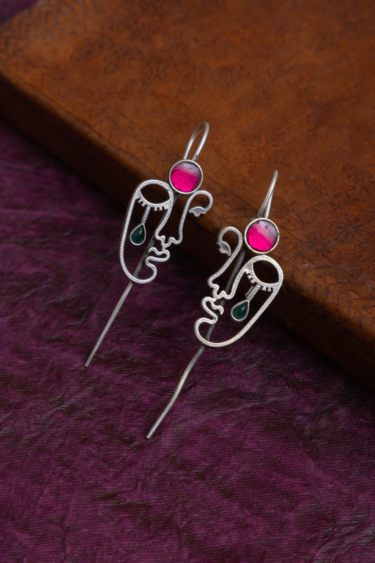 Mayank silver antique needle earcuff